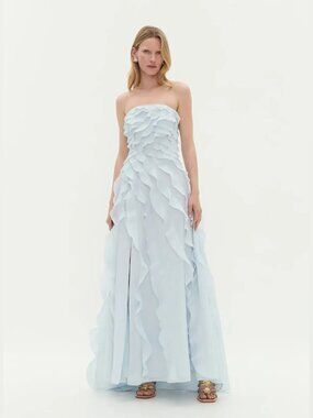 AJE. Allairie strapless ruffled shirred faille gown